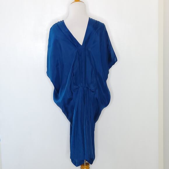 Sachin + Babi for Ankasa Silk Caftan Beaded Kimono Sleeves Blue Lightweight 2 - Picture 3 of 12